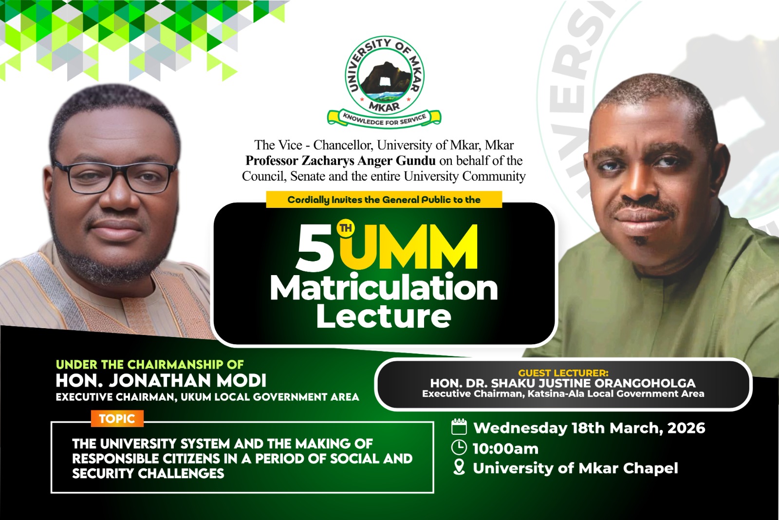 UMM 5th Matriculation Lecture